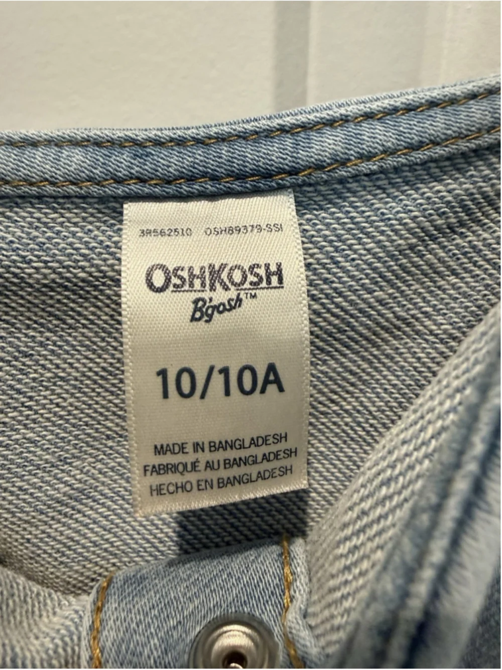 OshKosh B'gosh Girls 10/10A Denim Light Blue A-Line Dress Sleeveless Button Knee